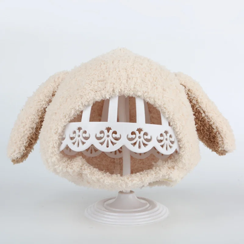 Beige DRESSUUP/Новинка; сезон осень-зима; детская шапка с заячьими ушками и милыми ушками; теплая плюшевая детская шапка для мальчиков и девочек - Цвет: Beige