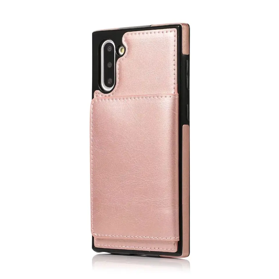 Rose 50 шт двойной Магнитный кожаный чехол для samsung Galaxy Note 10 Plus чехол с флип-стойкой для samsung Note 10 Держатель для карт EEMIA - Цвет: Rose