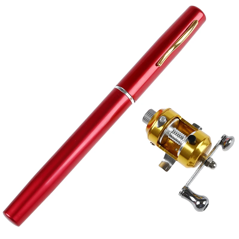 Мини карманная ручка удочка полюс с золотой baitcasing REEL SET-красный