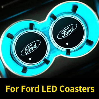 

Car Led Lights Cup Holder Coasters for Ford Mustang Shelby Focus Ranger Kuga Explorer Transit Ecosport Mondeo Galaxy Accessories