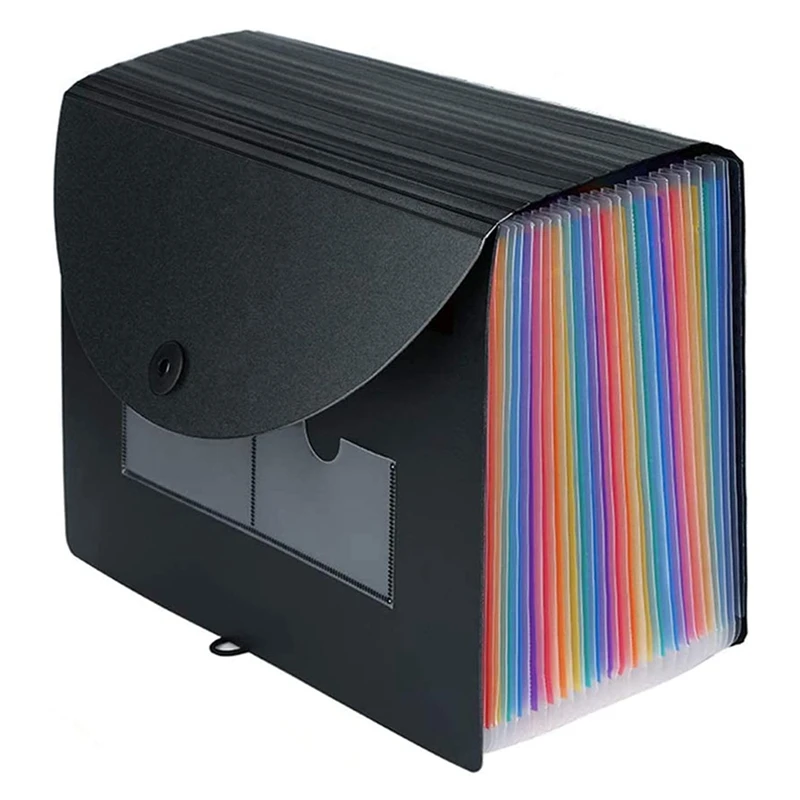 

Expanding File Folder 24 Pockets Portable Rainbow A4 File Organiser Self Standing Accordion Document Filing Box