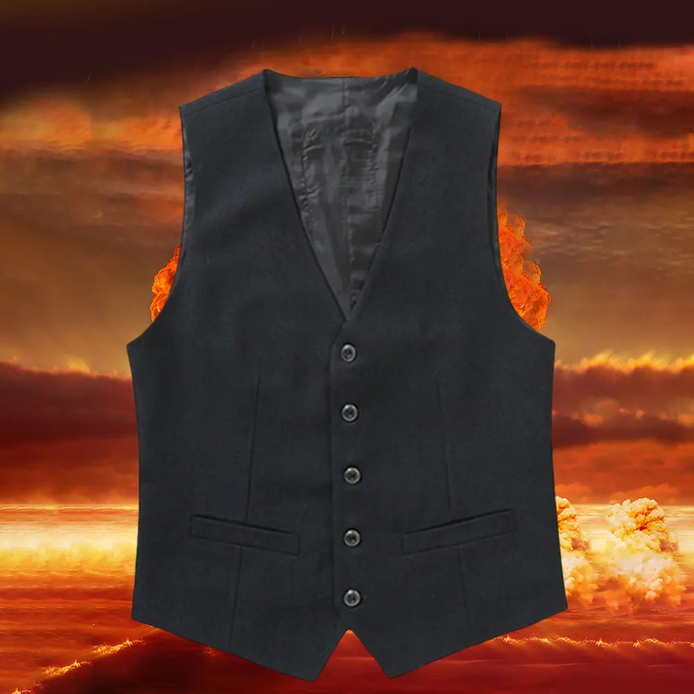 

British Electric Vest Fiber Charging Heating Men's Suit V-Neck USB Charging Fever Vest Formal Business Jacket Gray and Black