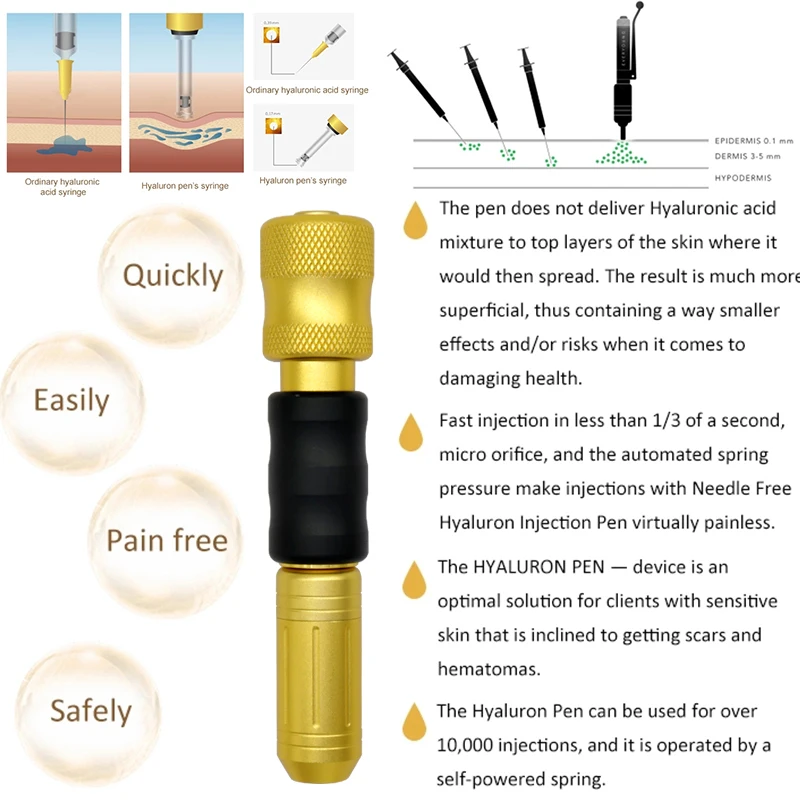 Стиль высокого давления гиалурон ручка неинвазивный распылитель мезо инъекции Пистолеты для губ заполнения против морщин лица инъекции ручка