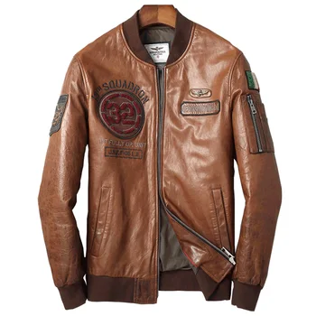 

DK 2019 New Genuine Leather Jacket Men Causal Natural Leather Clothing Brown Black Sheepskin Leather Outwear Jackets