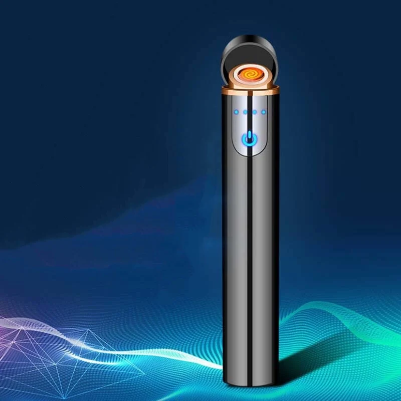 

2019 New Sensor Touch Screen USB charging lighter windproof creative electronic tungsten mini lighter christmas usb gift