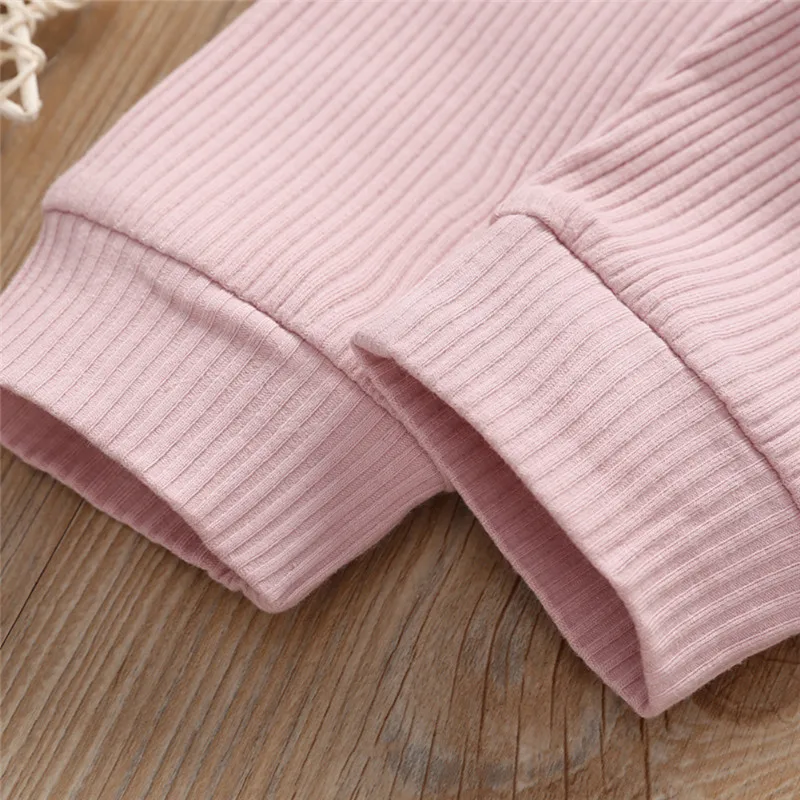 Одежда для новорожденных roupas de bebe, г. Одежда для маленьких мальчиков и девочек Однотонные детские трикотажные хлопковые топы с длинными рукавами, брюки, комплект