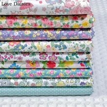 Хлопок пасторальный белый фиолетовый зеленый бежевый маленький цветок Цветочный Кролик горошек для детей кукла одежда платье Декор ручной работы ремесло