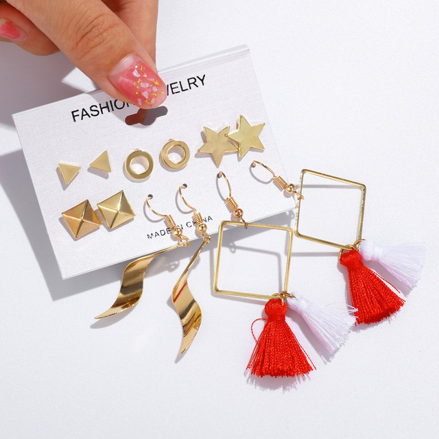 Tassel Earrings For Women Boho Acrylic Earrings Crystal Set Long Shell Stud Earring 2020 Brincos Female Fashion Jewelry
