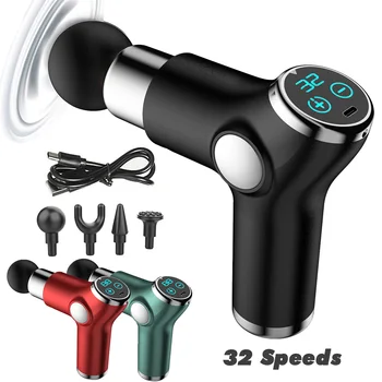 32 Speeds Mini LCD Massage Gun Deep Tissue Percussion Muscle Massage Gun for Pain Relief Back
