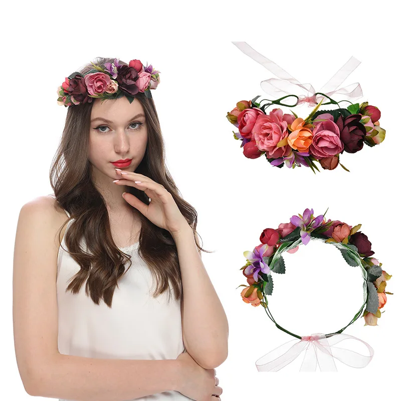 

Bohemian Simulation Flower Crown Hairband Hair Band Garland Head Wreath Headpiece Romantic Bride Wedding Bride Seaside Holiday