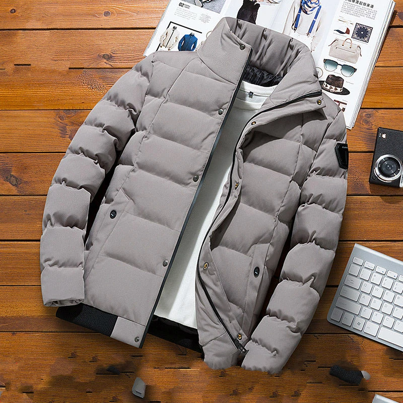 

Winter Short down Jacket Men's Solid Color Stand Collar Thick Warm Jacket