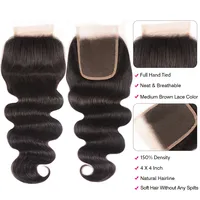 Unice Hair 100% Brazilian Human Hair Body Wave 8-18 Inch 4*4 Lace Closure Natural Color Remy Hair Weaving 1PC Free Shipping 2