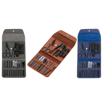 

16 Pcs Manicure Set Kit Pedicure Scissor Tweezer Knife Utility Nail Clipper Stainless Steel Nail Care Tool Sets