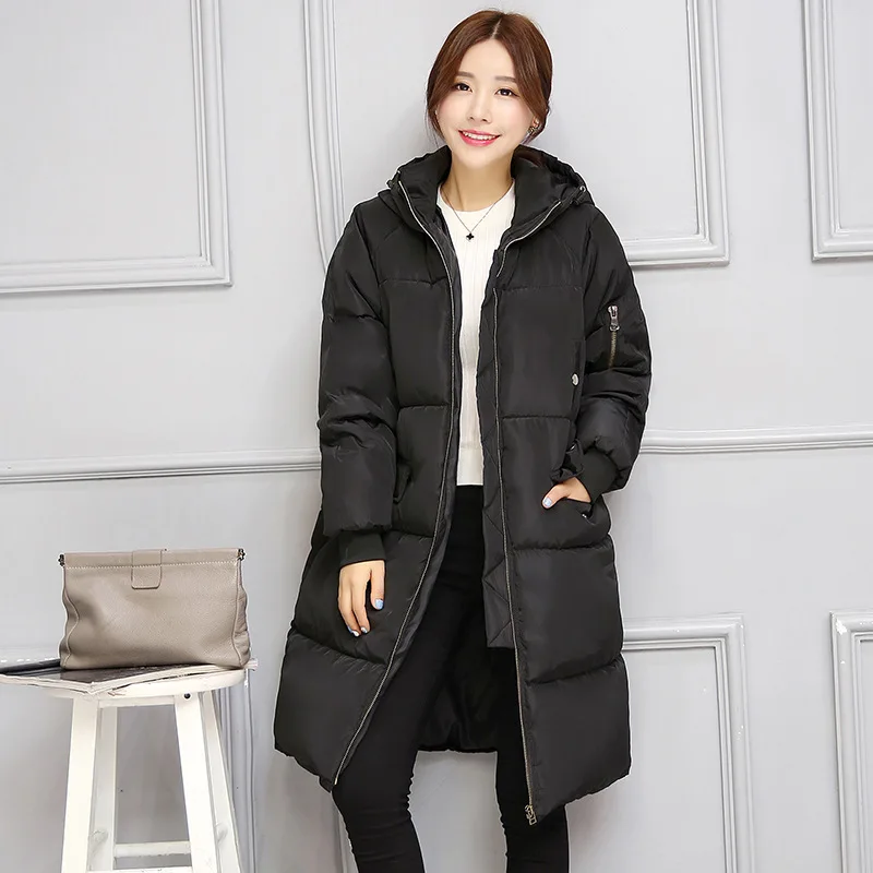 

2016 Korean-style New Style Winter down Jacket Cotton-padded Clothes Student Mid-length Thick Slim Fit Cotton-padded Clothes Lon