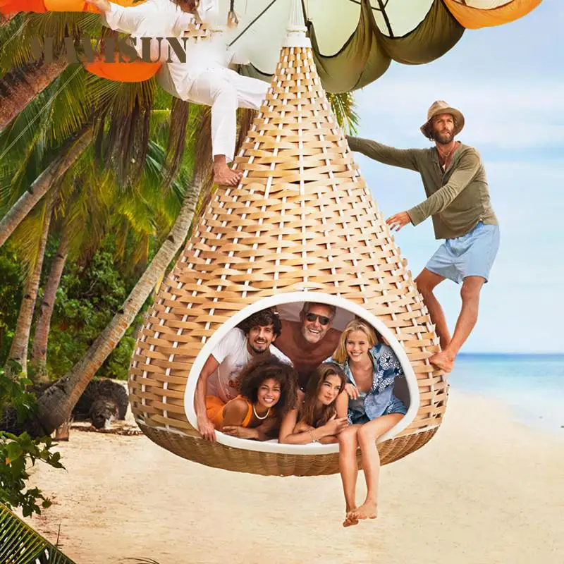 Outdoor Bird's Nest Big Hammock Rattan Weaving Bed Rocking Chair Adult Balcony Double Hanging Chair Leisure Hanging Basket