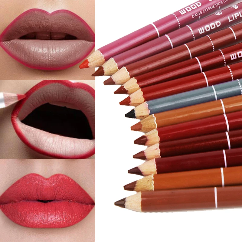

Hot Professional 12pcs Multi-functional Lipliner Pencil Long Lasting Lip Liner Waterproof Lips Eye Brow Makeup Cosmetics