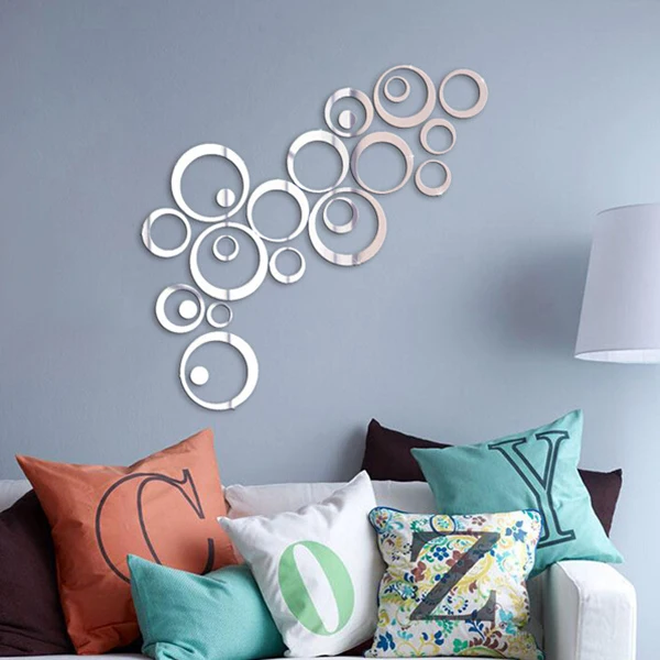 

24Pcs DIY Circles Round Acrylic Mirror Wall Sticker Vinyl Mural Home Decor