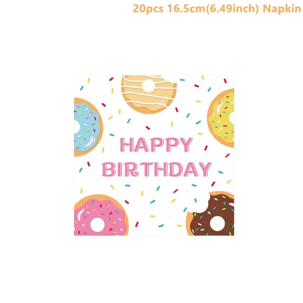 Donut Towels Taoup Creamy Donut Disposable Tableware Baby Shower Decor Birthday Party Supplies Donut Party Tableware Cups Banners Plate Towel - Цвет: Donut Towels