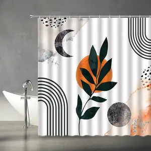 Cortinas de ducha modernas de mediados de siglo geométricas, turquesa,  naranja, diamante, arte bohemio creativo, tela, decoración de baño, juegos  de cortinas - AliExpress