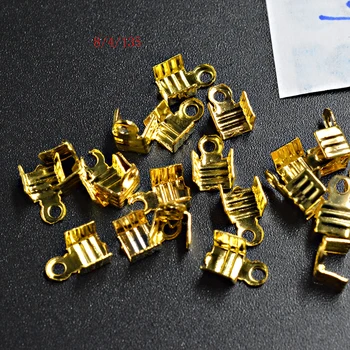 

65pcs 8*4mm wide Cord Crimp End Caps Buckle Gold silver color bronze rhodium for Necklace Bracelet chain Clasp to DIY Jewe