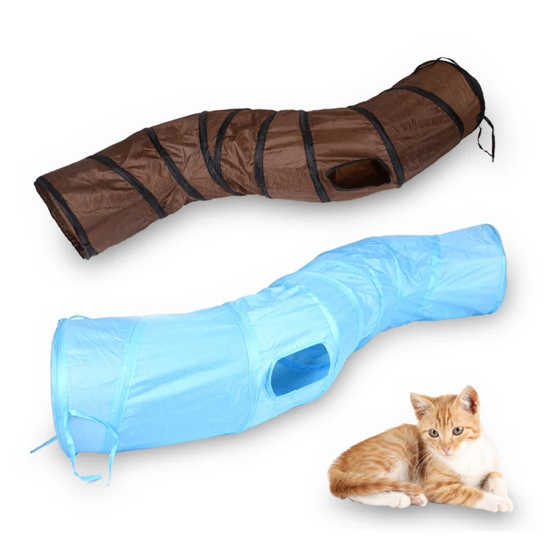 120cm S Funny Pet Tunnel Cat Playing Tunnel Brown Foldable 1 Hole Cat Tunnel Cat Toy 2