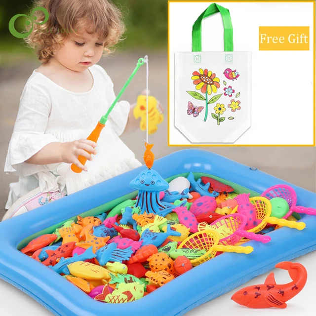 Children's Magnetic Fishing Parent-child interactive Toys Game Kids 2 Rod  10 3D Fish 1 Pool Water Baby Bath Toys Outdoor Toy - AliExpress