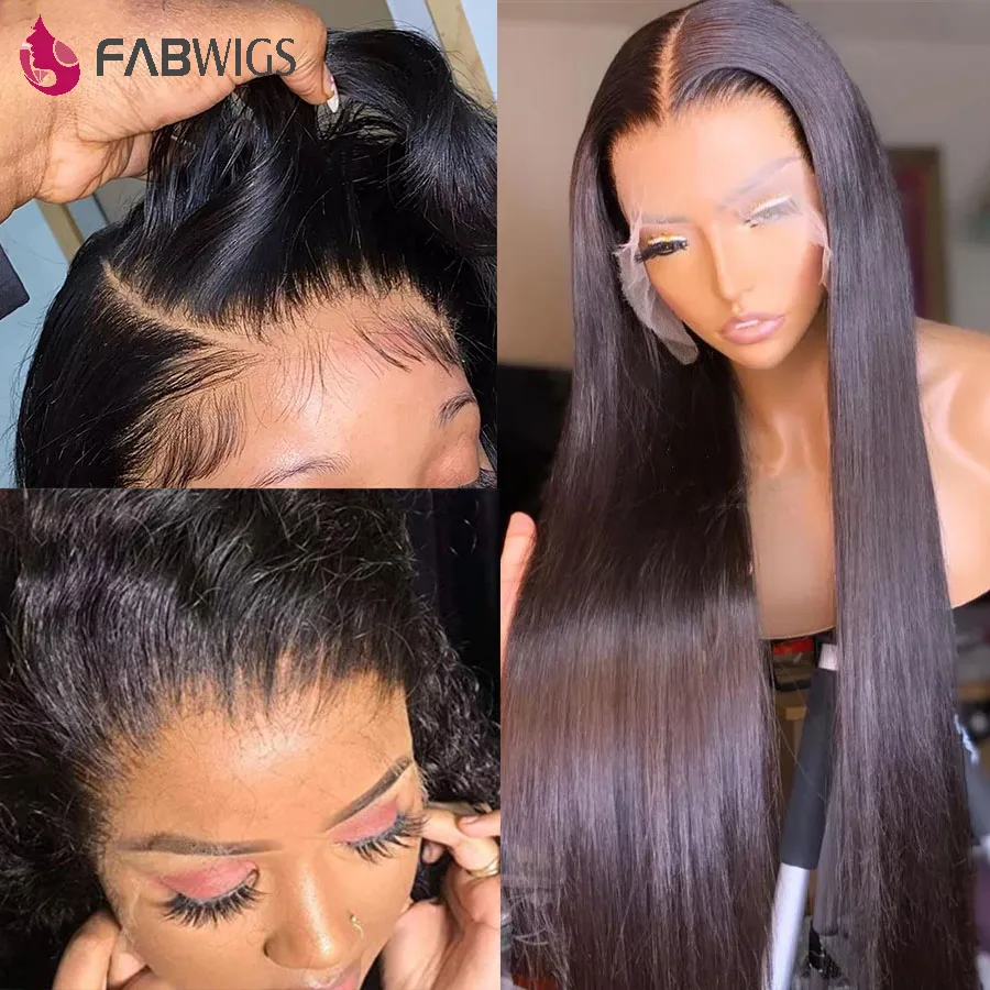 

Fabwigs Brazilian Straight Lace Front Human Hair Wigs 13x6 HD Lace Frontal Wig Pre Plucked Hairline with Baby Hair