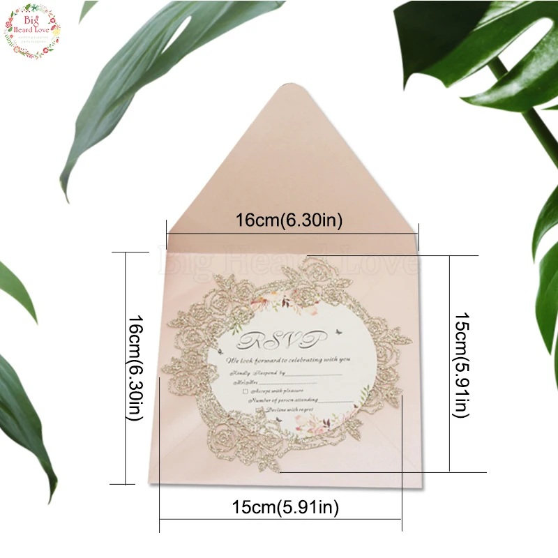  50pcs Laser Cut Flower Cover Invitation Card Print Blank Wedding Party Invitation Card Lace Flower  - 4000568231164