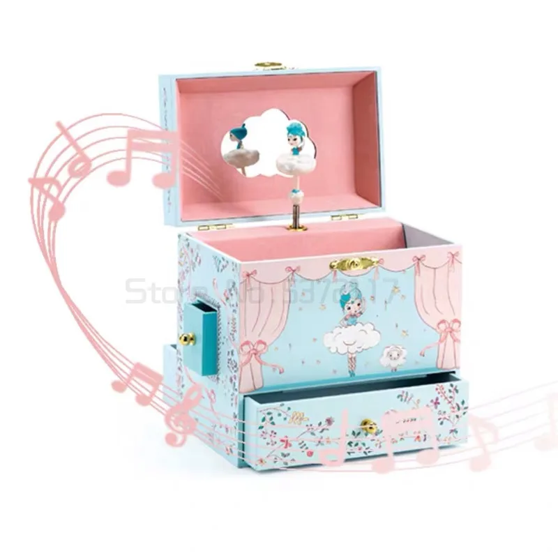 Wooden ballerina girl music box Rotating Princess Jewelry Storage Toy Family Bedroom Decoration
