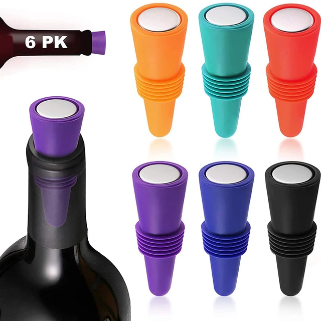 Silicone Wine Bottle Stopper Pourer - (Purple Pink Green