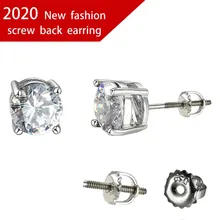 Białe okrągłe kolczyki z cyrkonią kolczyki zapinane z tyłu dla kobiet biżuteria ślubna wielokolorowe kryształowe kolczyki z kamykami obietnica zaręczynowa prezenty(China)