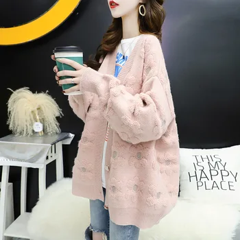 

Fairy Knitted Cardigan for Women Lazy Fashion Loose Outer Wear Autumn 2020 New Gentle Sweater Coat