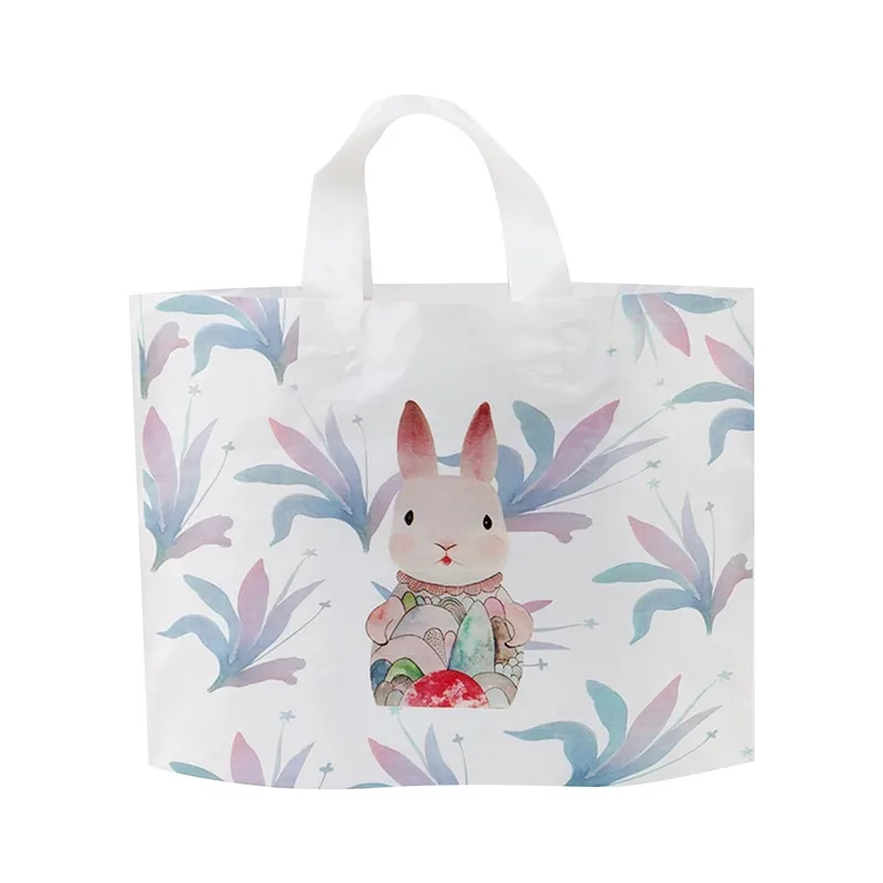 

50Pcs/Lot Plastic Baking Candy Cookie Gift Bag Wedding Birthday Party Packaging Bag Flowers Cartoon Handle Pouches Clothing Bags