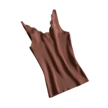 Женский Летний жилет на бретельках, кружевной трикотаж, v-образный вырез, без рукавов, приталенный, подтяжки, женские топы, AIC88