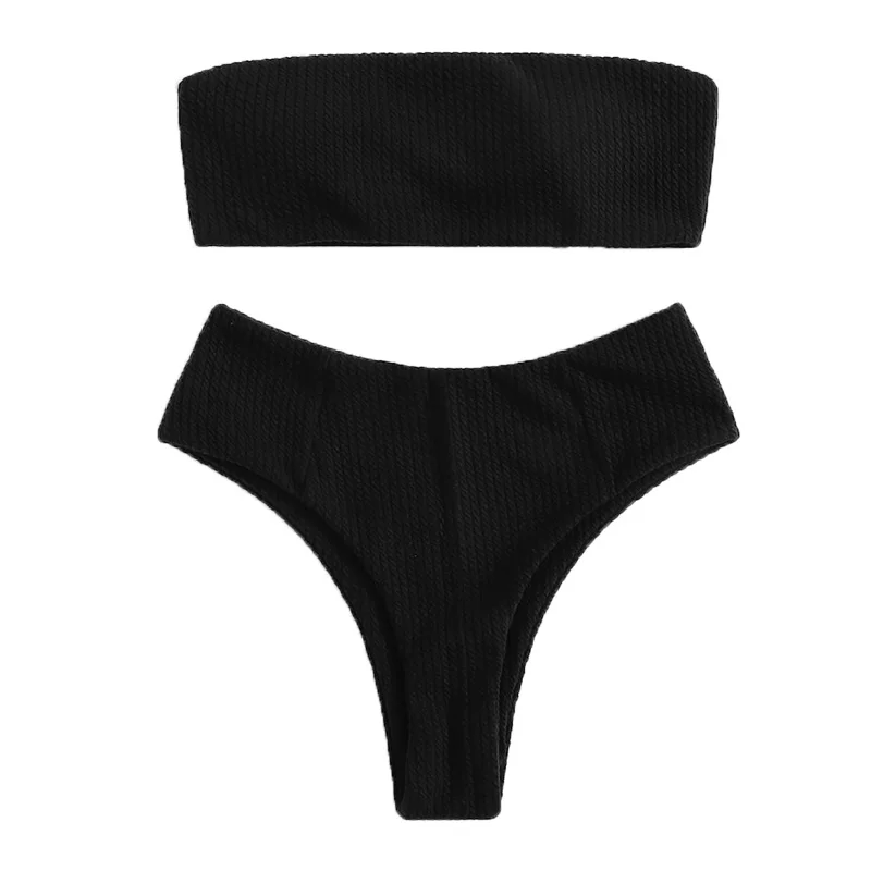 Women Strapless Bikini Sexy Bandeau Set Two Piece Swimsuit off shoulder Bathing Suit with Padded Female Beach Bikinis | Женская одежда