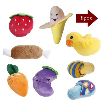 

New 8 Pcs Plush Pet Squeaky Toy Simulation Novelty Cat Catnip Bite Resistant Doll Plush Pack Stuffed Chew Bulk with Squeake