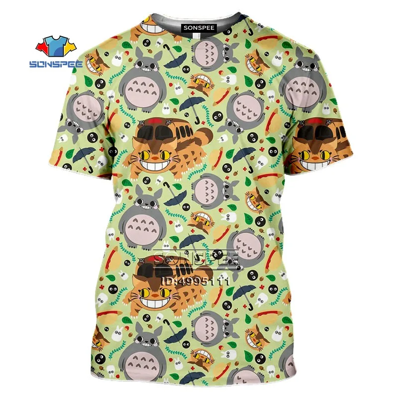 

Miyazaki Hayao My Neighbor Totoro Men's T-shirt 3D Cute Cat Faceless Mask T shirt Casual Summer Short Sleeve Fitness Clothing