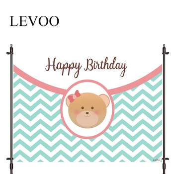 

LEVOO photophone backdrop Bear Chevron birthday blue lovely photocall decor fabric new shoot photography backdrop