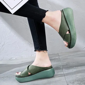 

Women Sandals Soft Leather Wedges Shoes Female Summer Sandals Beach New Platform Sandalias