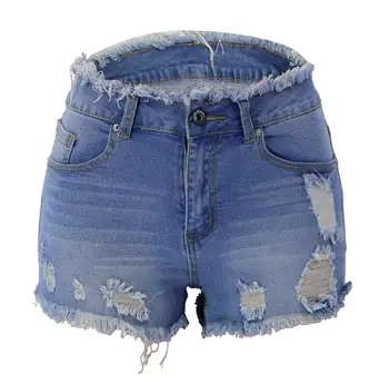 

Sexy Denim Shorts Skinny 2020 High Waist Shorts For Women Button Pockets Tassel Holes Casual Womens Jean Shorts r2359