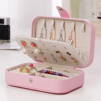 

Square Shaped Jewelry Box Earrings Necklace Bracelet Organizer Travel Portable PU Leather Ring Multi-function Storage Case