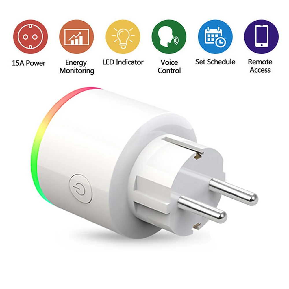 

EU WIFI Smart Plug Wireless Socket Outlet With Energy Monitoring Function Remote Control Socket Work With Alexa, Google Home