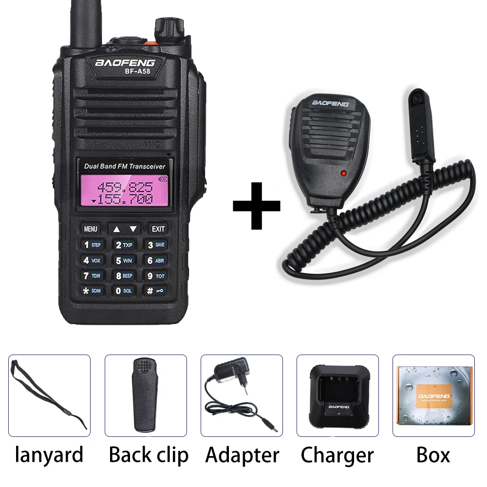 Baofeng BF-A58 Walkie Talkie IP67 Водонепроницаемый Telsiz 10 км двухстороннее радио Comunicador Baofeng UV-9R плюс двухдиапазонное Любительское радио - Цвет: 1pcs box mic