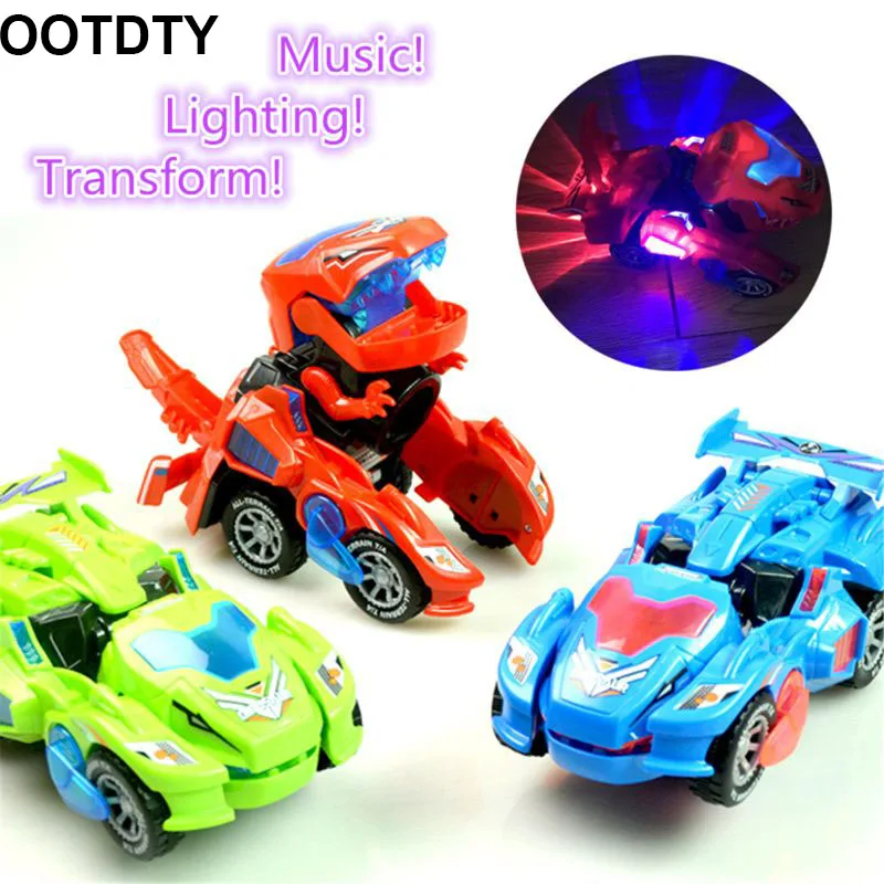  Transforming Dinosaur LED Car Dinosaur Transform Car Toy Automatic Dino Dinosaur Transformer Toy Ca