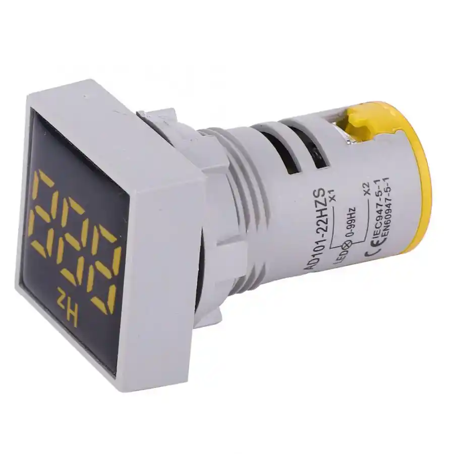 Blue AC100~380V 20~75Hz Square Digital Display LED Indication Light Frequency Meter Electricity Hertz Indicator Measuring Device