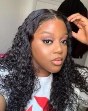 Miss-pelucas de cabello humano brasileño para mujeres negras, sin pegamento, ondas profundas rizadas, 13x4, con encaje Frontal, Frontal suizo, mojado y ondulado