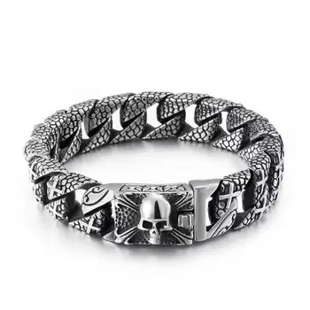 

316 Stainless steel biker skull cool men.s charms bracelet for men.s jewelry