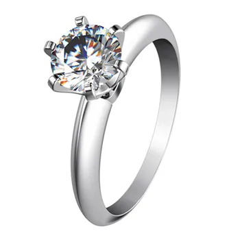 

Test Positive Sterling Silver Jewelry 925 Ring Classic 0.6CT Verified Moissanite Diamond Ring Engagement 18K White Gold Plated