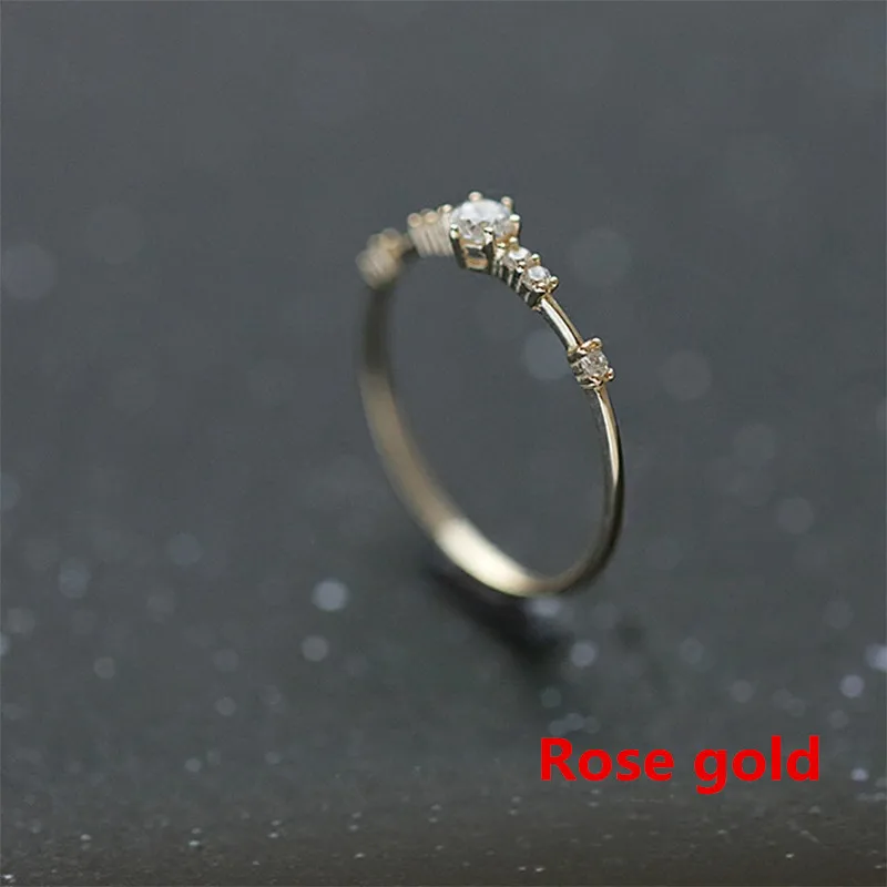 Rose Gold Женский посеребренный из стерлингового серебра 925 пробы, Серебряное золото, циркон, кольцо, кристалл, обручальные кольца для ювелирных изделий, свадебные женские пары, юбилей - Цвет основного камня: Rose Gold