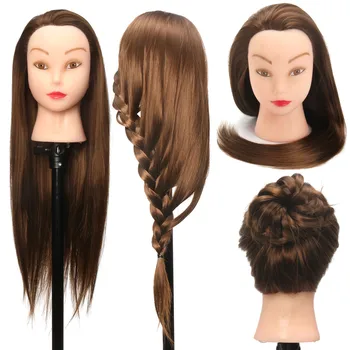 

24 Inch Hair Head Dolls for Hairdressers Synthetic Head Hairstyles Female Mannequin Head Hairdressing Styling Fiber Doll Head